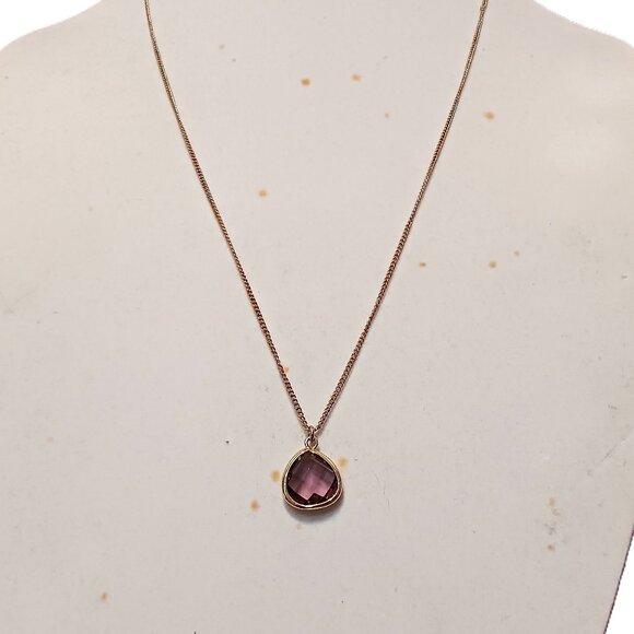 Express Jewelry - Express Gold Tone Chain Necklace with Purple Teardrop Crystal Pendant